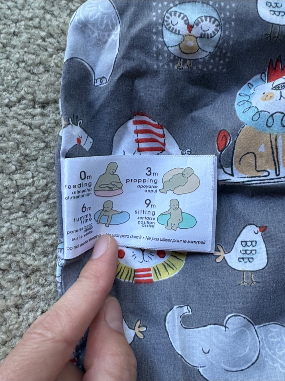 Boppy gray safari breastfeeding pillow cover EUC - Picture 4 of 4